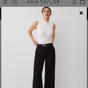 ANN TAYLOR THE PERFECT WIDE LEG PANTS SIZE 2 BLACK NEW NWT HIGH RISE TROUSERS
